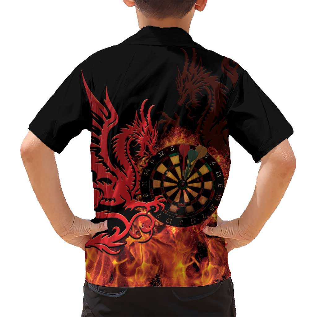Wales Darts Family Matching Off Shoulder Short Dress and Hawaiian Shirt Cymru Dragon Gem Ymlaen Flaming Vibes - Wonder Print Shop