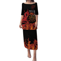 Wales Darts Family Matching Puletasi and Hawaiian Shirt Cymru Dragon Gem Ymlaen Flaming Vibes - Wonder Print Shop