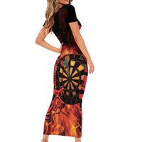 Wales Darts Family Matching Short Sleeve Bodycon Dress and Hawaiian Shirt Cymru Dragon Gem Ymlaen Flaming Vibes - Wonder Print Shop