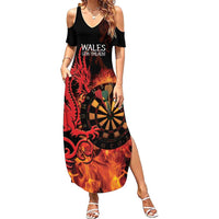 Wales Darts Family Matching Summer Maxi Dress and Hawaiian Shirt Cymru Dragon Gem Ymlaen Flaming Vibes - Wonder Print Shop