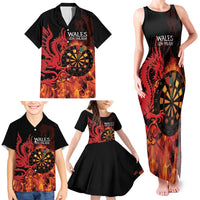 Wales Darts Family Matching Tank Maxi Dress and Hawaiian Shirt Cymru Dragon Gem Ymlaen Flaming Vibes - Wonder Print Shop