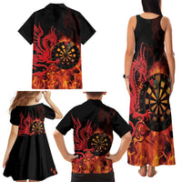 Wales Darts Family Matching Tank Maxi Dress and Hawaiian Shirt Cymru Dragon Gem Ymlaen Flaming Vibes - Wonder Print Shop