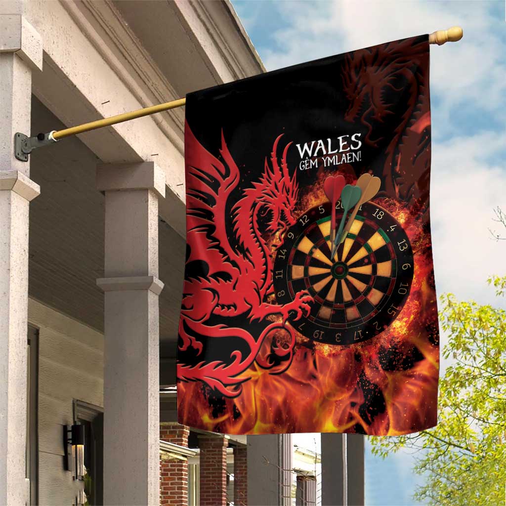 Wales Darts Garden Flag Cymru Dragon Gem Ymlaen Flaming Vibes - Wonder Print Shop