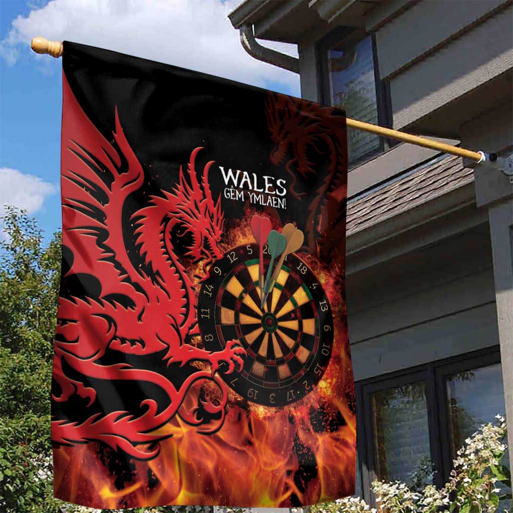 Wales Darts Garden Flag Cymru Dragon Gem Ymlaen Flaming Vibes - Wonder Print Shop