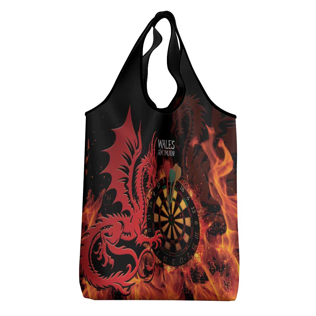 Wales Darts Grocery Bag Cymru Dragon Gem Ymlaen Flaming Vibes - Wonder Print Shop