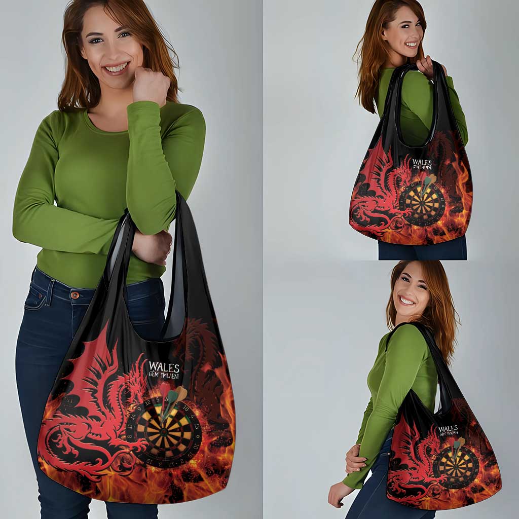Wales Darts Grocery Bag Cymru Dragon Gem Ymlaen Flaming Vibes - Wonder Print Shop