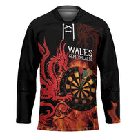 Wales Darts Hockey Jersey Cymru Dragon Gem Ymlaen Flaming Vibes - Wonder Print Shop