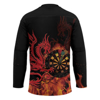 Wales Darts Hockey Jersey Cymru Dragon Gem Ymlaen Flaming Vibes - Wonder Print Shop