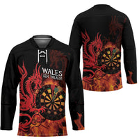 Wales Darts Hockey Jersey Cymru Dragon Gem Ymlaen Flaming Vibes - Wonder Print Shop