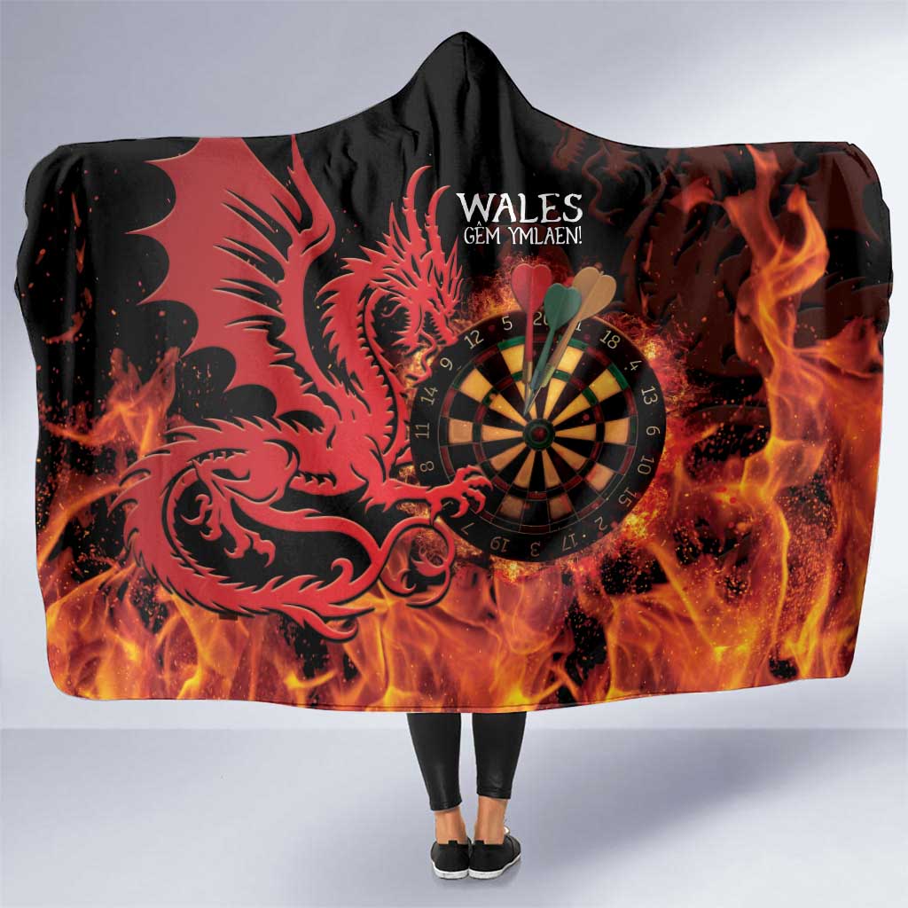 Wales Darts Hooded Blanket Cymru Dragon Gem Ymlaen Flaming Vibes - Wonder Print Shop