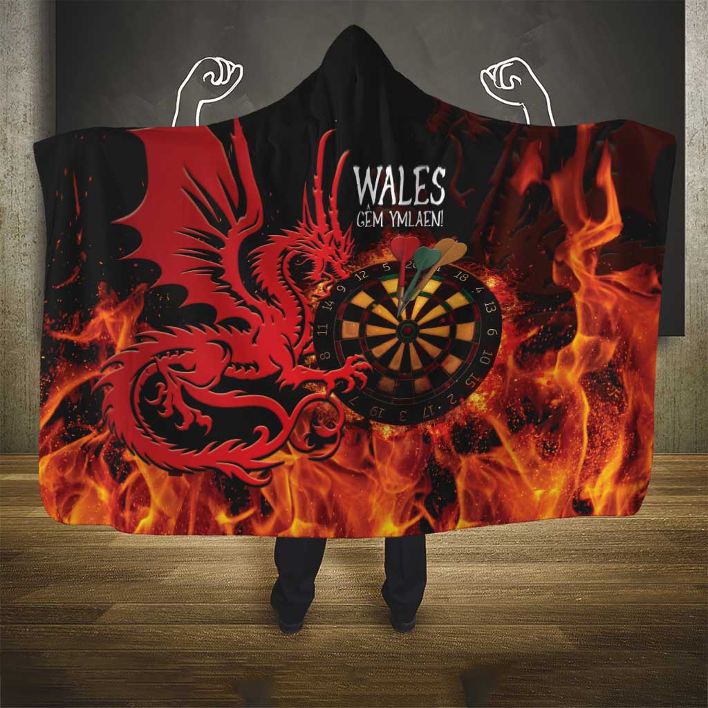 Wales Darts Hooded Blanket Cymru Dragon Gem Ymlaen Flaming Vibes - Wonder Print Shop