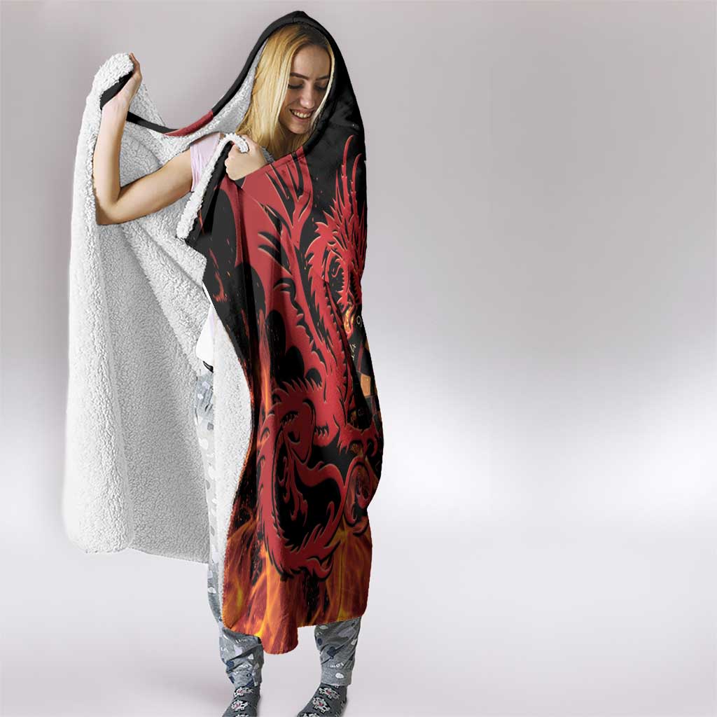 Wales Darts Hooded Blanket Cymru Dragon Gem Ymlaen Flaming Vibes - Wonder Print Shop