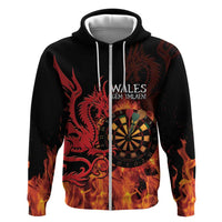Wales Darts Hoodie Cymru Dragon Gem Ymlaen Flaming Vibes - Wonder Print Shop