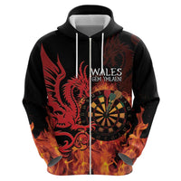 Wales Darts Hoodie Cymru Dragon Gem Ymlaen Flaming Vibes - Wonder Print Shop
