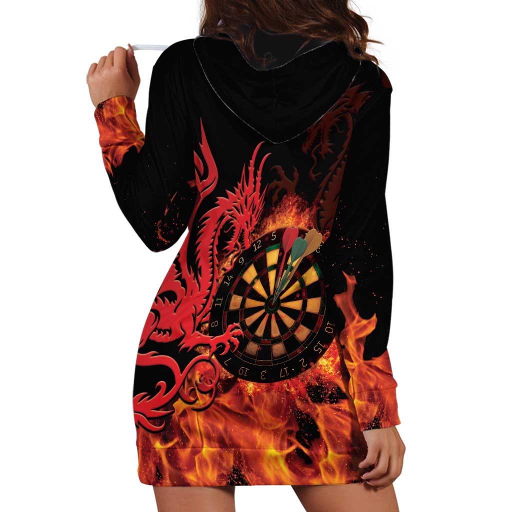 Wales Darts Hoodie Dress Cymru Dragon Gem Ymlaen Flaming Vibes - Wonder Print Shop