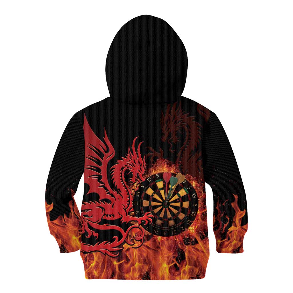 Wales Darts Kid Hoodie Cymru Dragon Gem Ymlaen Flaming Vibes - Wonder Print Shop