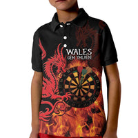Wales Darts Kid Polo Shirt Cymru Dragon Gem Ymlaen Flaming Vibes - Wonder Print Shop