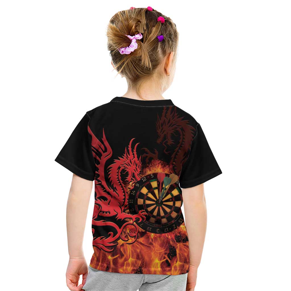 Wales Darts Kid T Shirt Cymru Dragon Gem Ymlaen Flaming Vibes - Wonder Print Shop