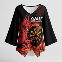 Wales Darts Kimono Sleeve Blouse Cymru Dragon Gem Ymlaen Flaming Vibes - Wonder Print Shop