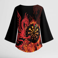 Wales Darts Kimono Sleeve Blouse Cymru Dragon Gem Ymlaen Flaming Vibes - Wonder Print Shop