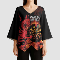 Wales Darts Kimono Sleeve Blouse Cymru Dragon Gem Ymlaen Flaming Vibes - Wonder Print Shop
