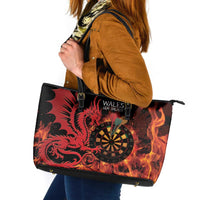 Wales Darts Leather Tote Bag Cymru Dragon Gem Ymlaen Flaming Vibes - Wonder Print Shop