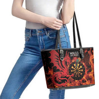 Wales Darts Leather Tote Bag Cymru Dragon Gem Ymlaen Flaming Vibes - Wonder Print Shop
