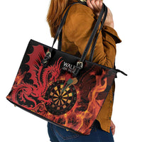 Wales Darts Leather Tote Bag Cymru Dragon Gem Ymlaen Flaming Vibes - Wonder Print Shop