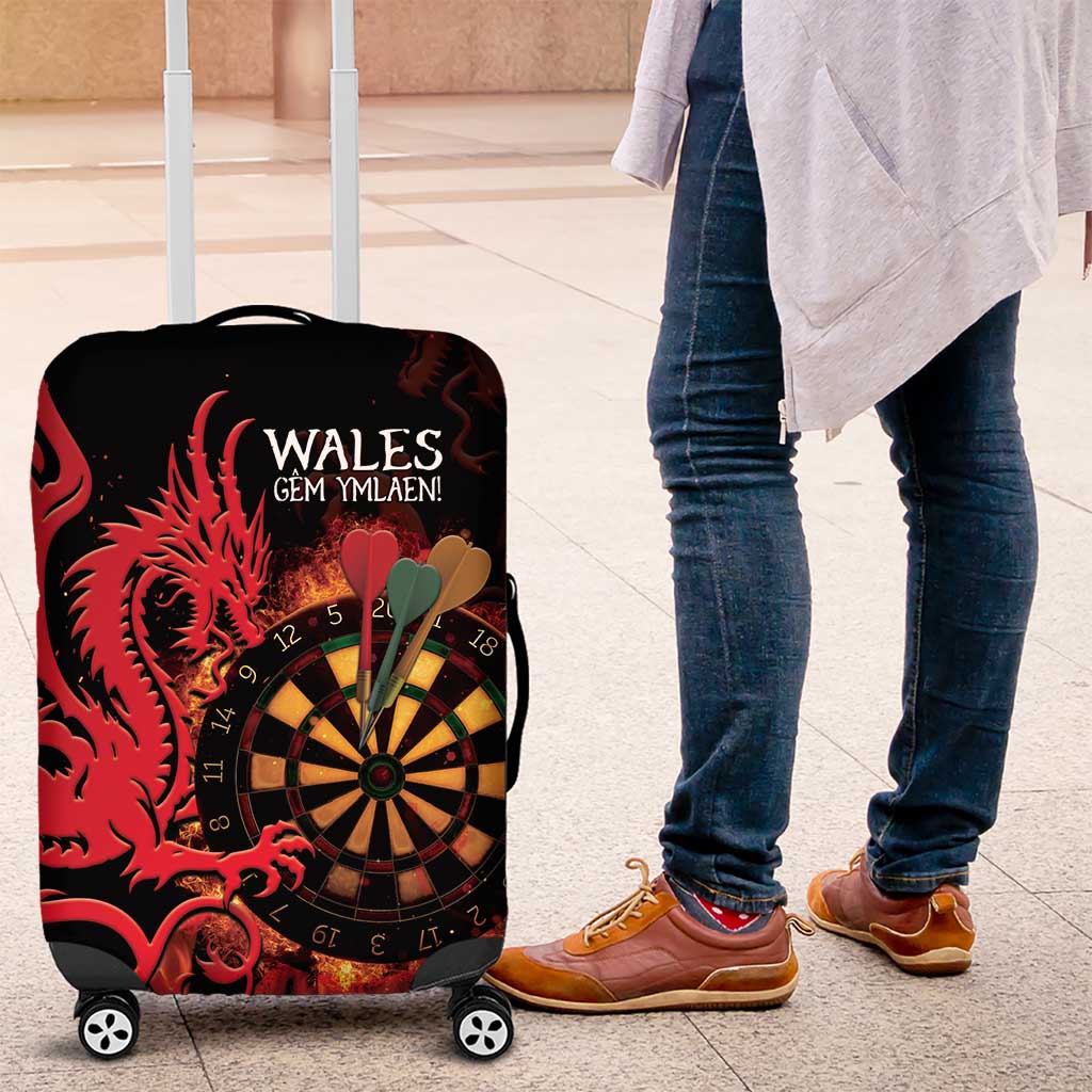 Wales Darts Luggage Cover Cymru Dragon Gem Ymlaen Flaming Vibes - Wonder Print Shop