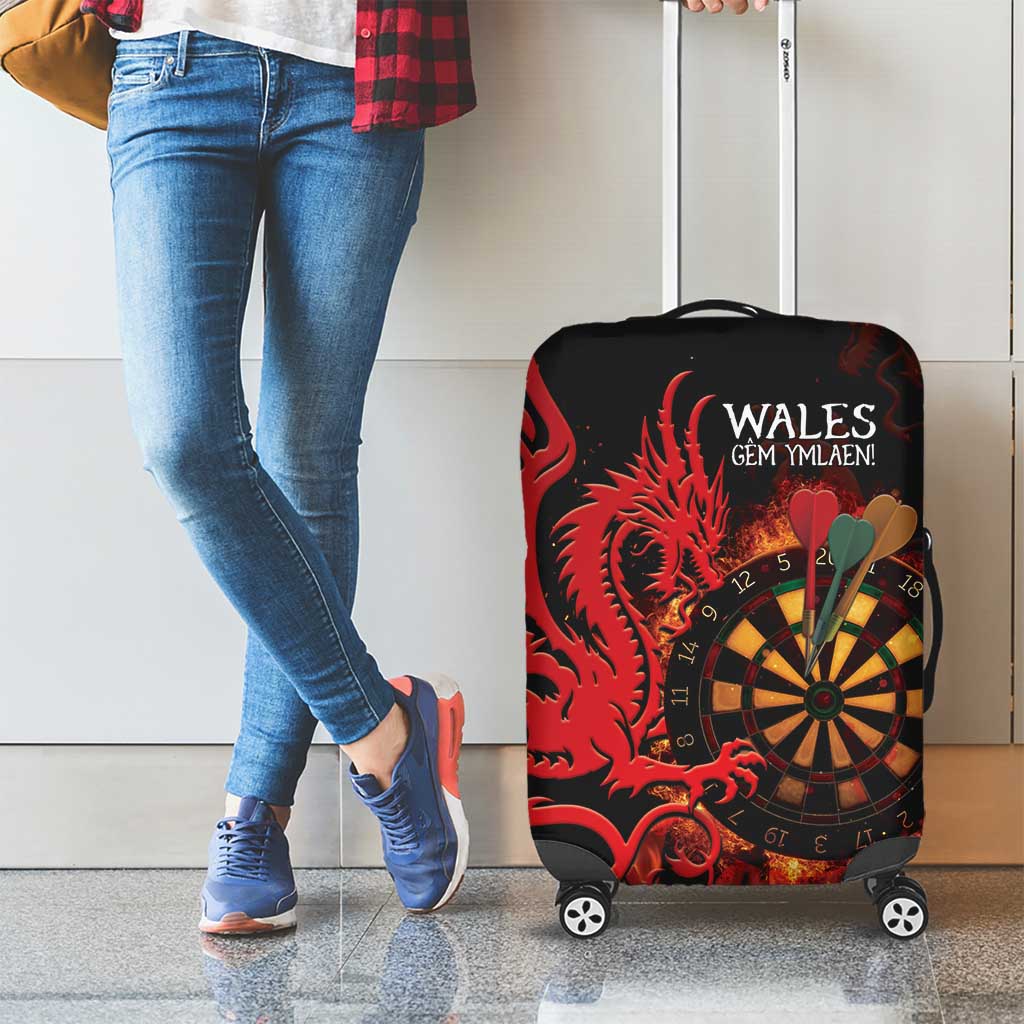 Wales Darts Luggage Cover Cymru Dragon Gem Ymlaen Flaming Vibes - Wonder Print Shop