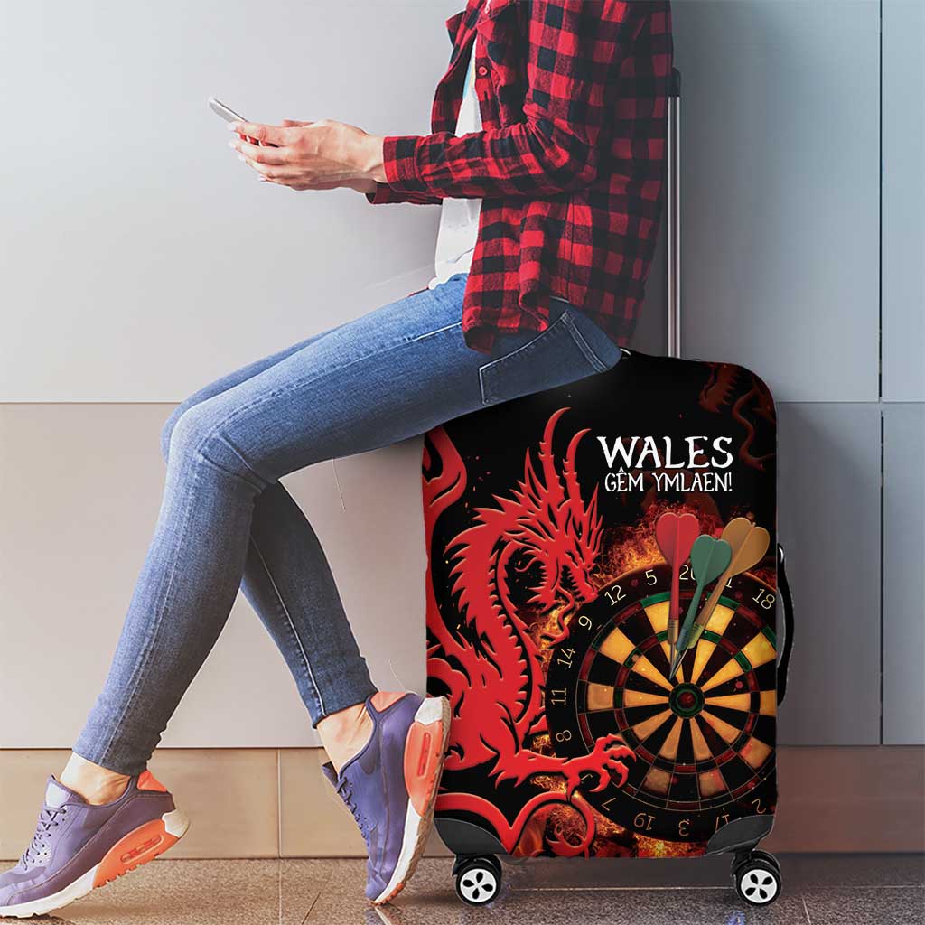 Wales Darts Luggage Cover Cymru Dragon Gem Ymlaen Flaming Vibes - Wonder Print Shop