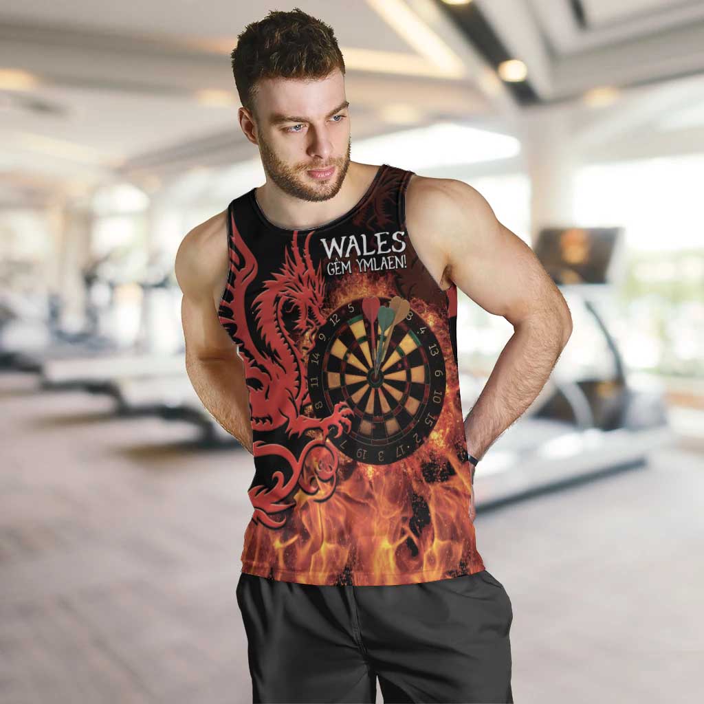 Wales Darts Men Tank Top Cymru Dragon Gem Ymlaen Flaming Vibes - Wonder Print Shop