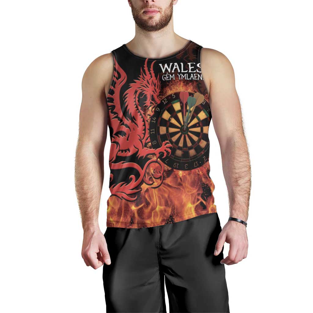 Wales Darts Men Tank Top Cymru Dragon Gem Ymlaen Flaming Vibes - Wonder Print Shop