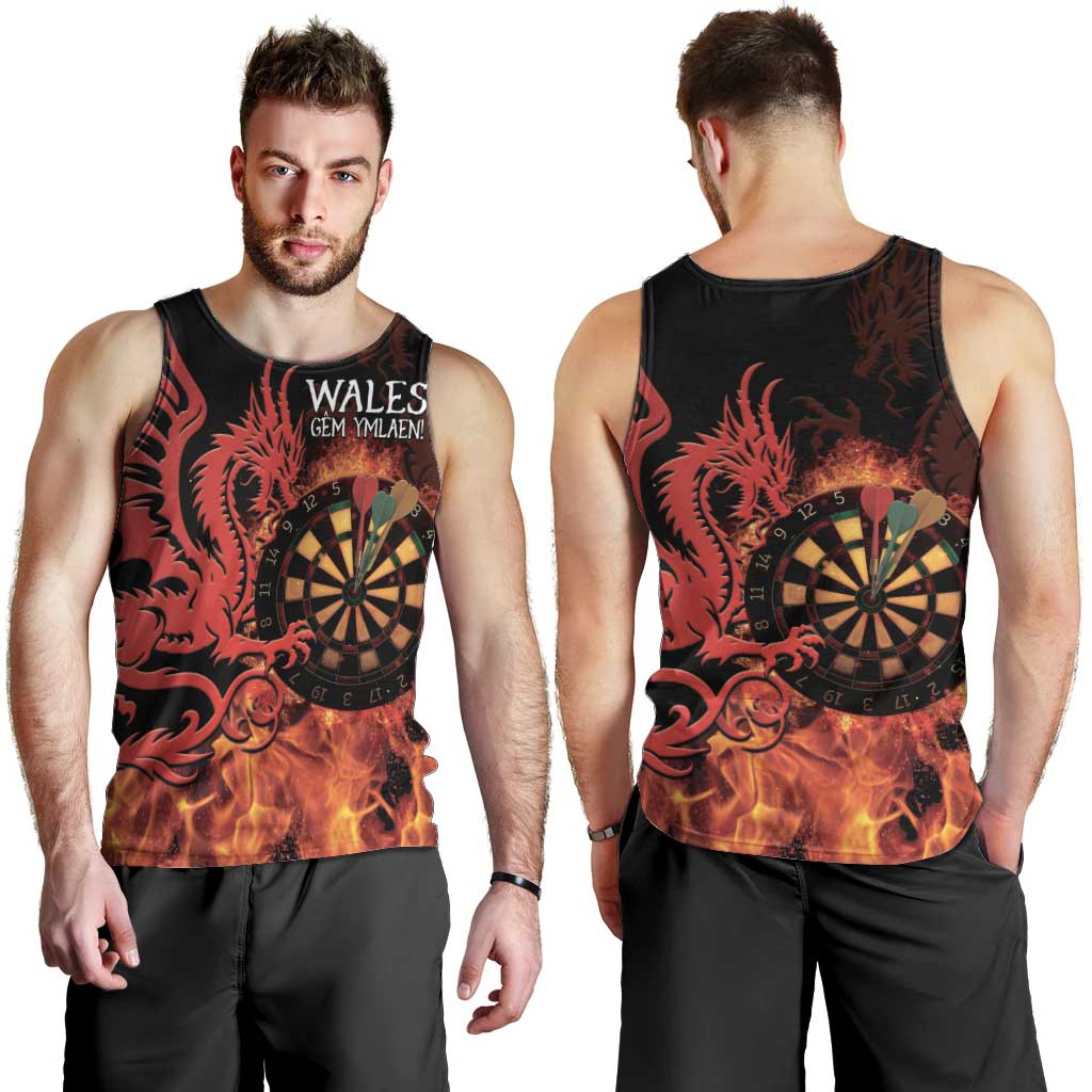 Wales Darts Men Tank Top Cymru Dragon Gem Ymlaen Flaming Vibes - Wonder Print Shop