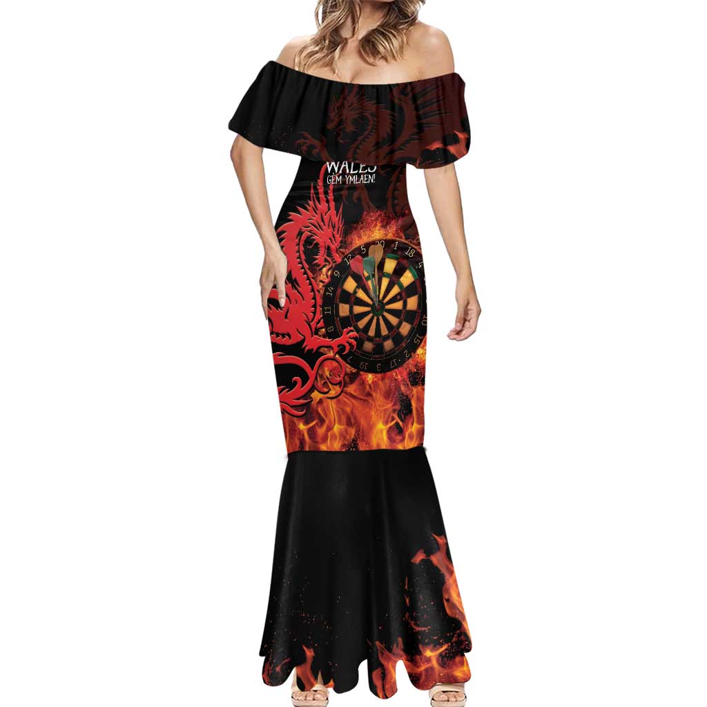 Wales Darts Mermaid Dress Cymru Dragon Gem Ymlaen Flaming Vibes - Wonder Print Shop