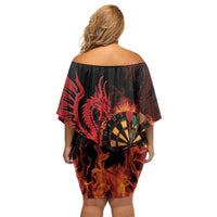 Wales Darts Off Shoulder Short Dress Cymru Dragon Gem Ymlaen Flaming Vibes - Wonder Print Shop