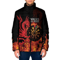 Wales Darts Padded Jacket Cymru Dragon Gem Ymlaen Flaming Vibes - Wonder Print Shop