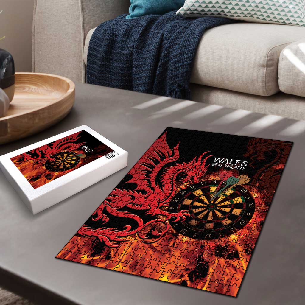 Wales Darts Puzzle Cymru Dragon Gem Ymlaen Flaming Vibes - Wonder Print Shop
