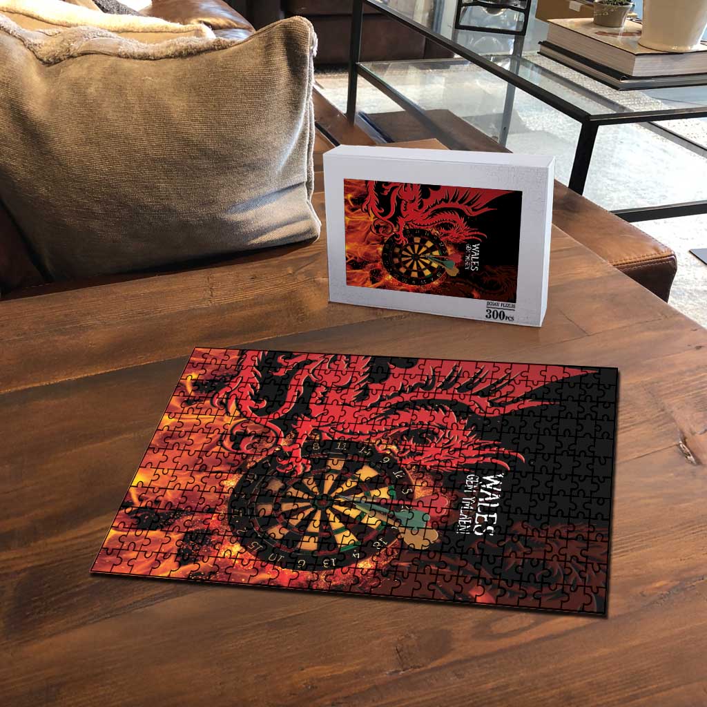 Wales Darts Puzzle Cymru Dragon Gem Ymlaen Flaming Vibes - Wonder Print Shop