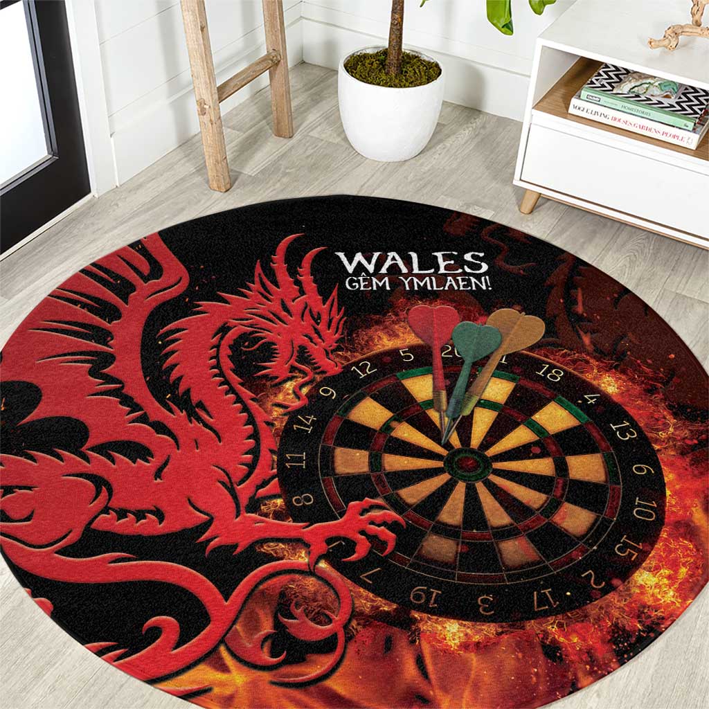 Wales Darts Round Carpet Cymru Dragon Gem Ymlaen Flaming Vibes - Wonder Print Shop
