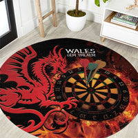 Wales Darts Round Carpet Cymru Dragon Gem Ymlaen Flaming Vibes - Wonder Print Shop