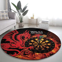 Wales Darts Round Carpet Cymru Dragon Gem Ymlaen Flaming Vibes - Wonder Print Shop