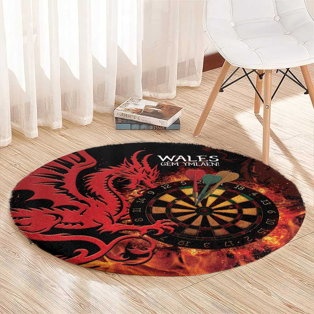 Wales Darts Round Carpet Cymru Dragon Gem Ymlaen Flaming Vibes - Wonder Print Shop