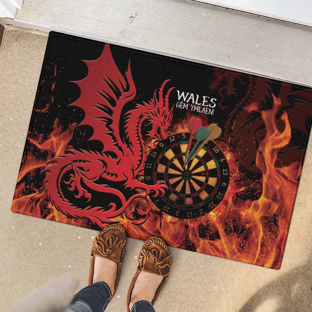 Wales Darts Rubber Doormat Cymru Dragon Gem Ymlaen Flaming Vibes - Wonder Print Shop