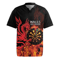 Wales Darts Rugby Jersey Cymru Dragon Gem Ymlaen Flaming Vibes - Wonder Print Shop