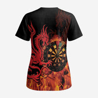 Wales Darts Scrub Top Cymru Dragon Gem Ymlaen Flaming Vibes - Wonder Print Shop