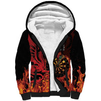 Wales Darts Sherpa Hoodie Cymru Dragon Gem Ymlaen Flaming Vibes - Wonder Print Shop