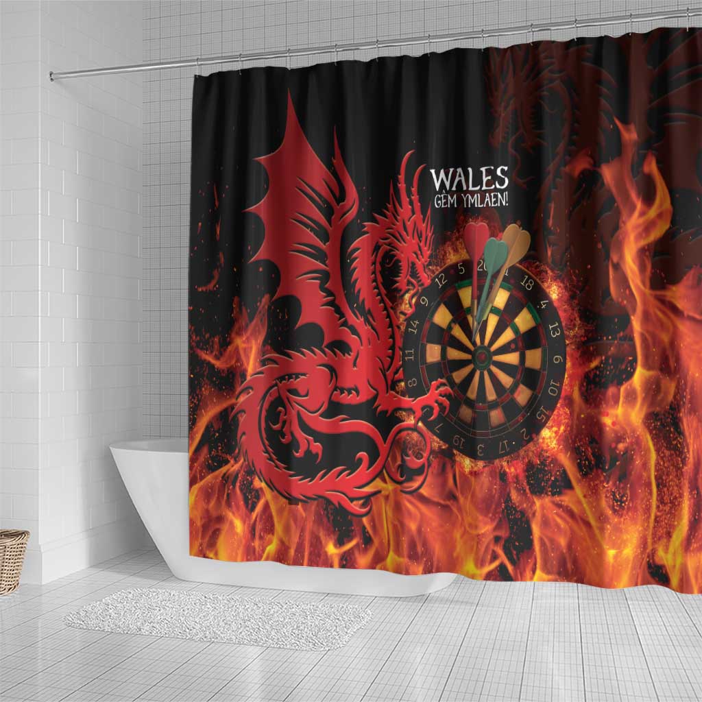 Wales Darts Shower Curtain Cymru Dragon Gem Ymlaen Flaming Vibes - Wonder Print Shop