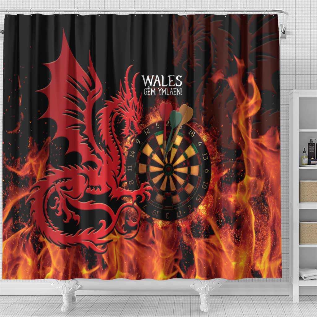 Wales Darts Shower Curtain Cymru Dragon Gem Ymlaen Flaming Vibes - Wonder Print Shop