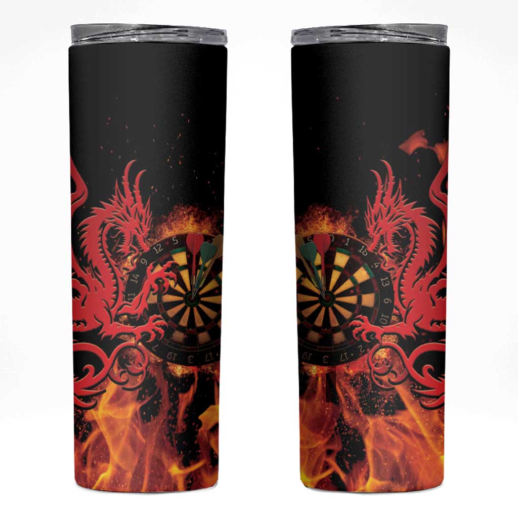 Wales Darts Skinny Tumbler Cymru Dragon Gem Ymlaen Flaming Vibes - Wonder Print Shop